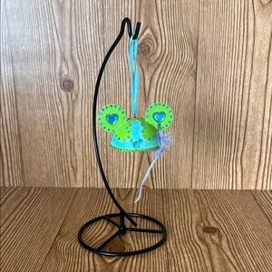 EUC Disney Parks Exclusive Minnie Mouse Blue Jeweled W/Feather Ear Hat Ornament